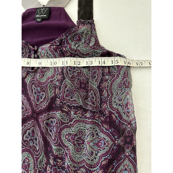 Small Silk Purple Paisley Velvet Straps Top Blouse Boho Fairy Whimsigoth Coquett - Picture 10 of 11